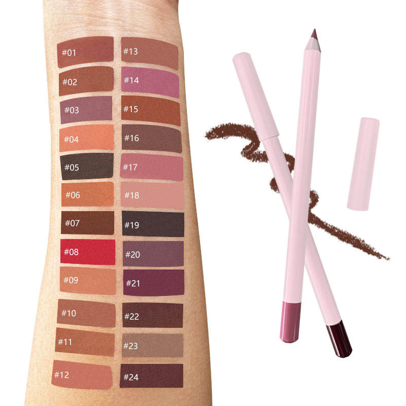 High Pigment Smooth Matte Dark 24 Hour Long Lasting Waterproof Private Label Matte Pencil Vegan Lip Liner