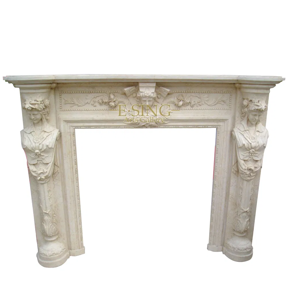 Freestanding Decorative Indoor Marble Mantel Antique French Fireplace