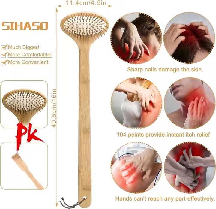 Bamboo Oversize Back Scratcher with Air Cushion for Instant Relief