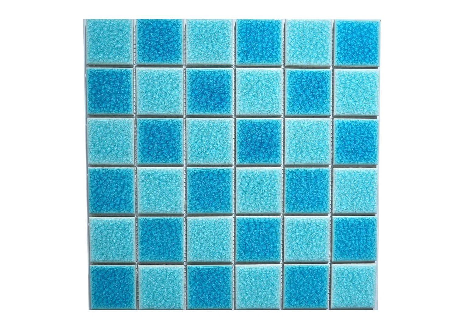 Мозаика для бассейна бело-голубая ирисового стекла