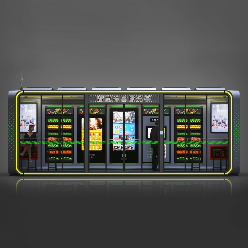 Solar-Powered Modern Container Tiny House for Vending and Relaxation