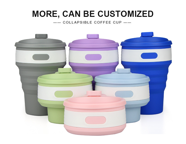 Eco Friendly Foldable Water Bottle Reusable Travel Mug 350ml Silicone Collapsible Coffee Cup
