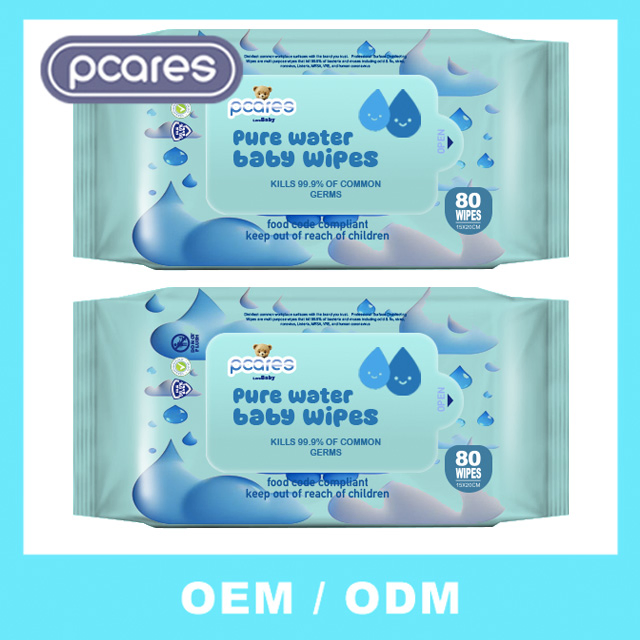 Customized Alcohol Free Pure Water Aqua Baby Cleaning Wet Wipes