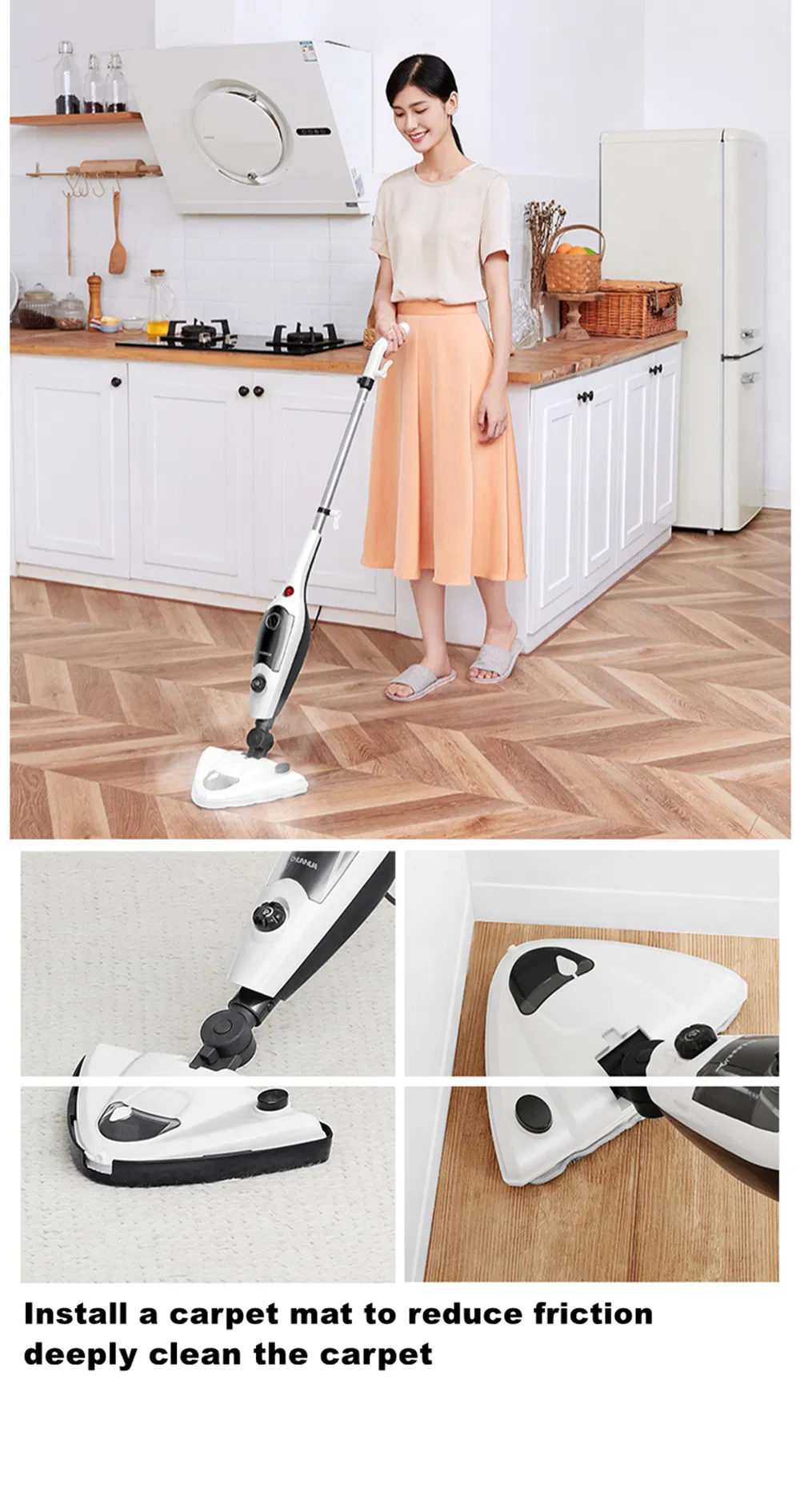 Portable Steam Cleaner for Hardwood, Tiles, and Carpet with Versatile Tools