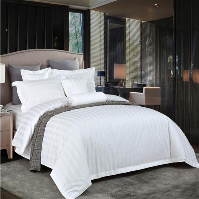 Luxury 4 Piece Stripe Bedding Set Duvet Quilt Cover