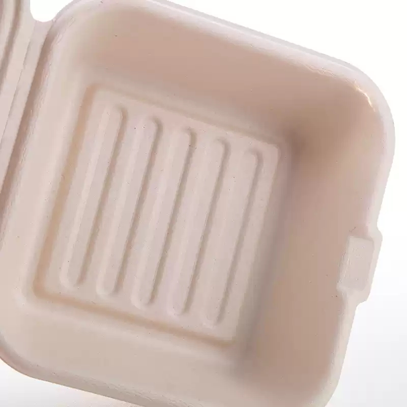 Sturdy Superior Customized Disposable Bagasse Pulp Hamburger Box