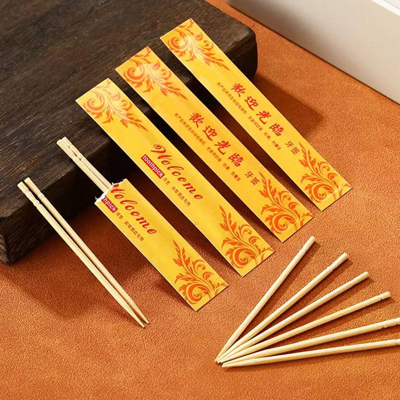 Custom Bamboo Toothpicks Individual Wrapped Single Packed Birch Wood Chinese Restaurant Advertisement Toothpick with Logo