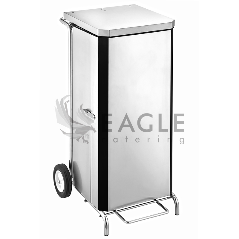 Mobile Waste Bin with Pedal 100L Stainless Steel