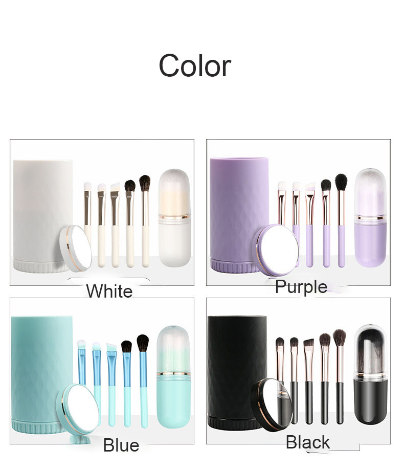 6 Pieces Marble Custom Cosmetic Make up Brushes Makeup Brush Set with Cylinder Case Holder