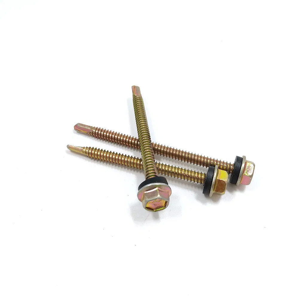 C1022 Metal Tek Roofing Screw Yellow Zinc Plated Hex Washer Self Drilling Screw with Rubber Washer