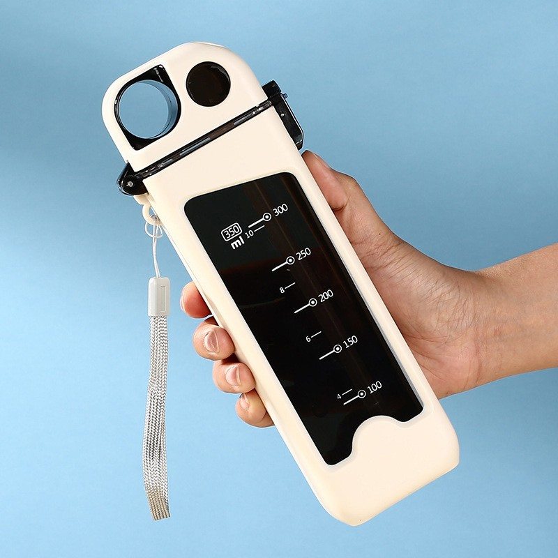 Square Sports Water Bottle High Aesthetic Portable Adults Large Capacity Plastic Straw Cup