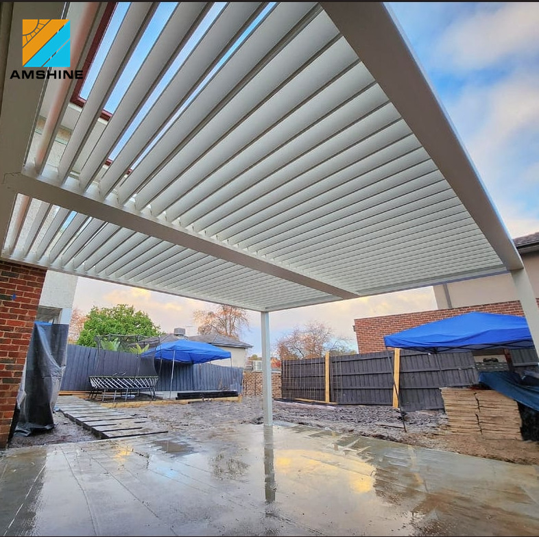 Patio Garden Gazebos Outdoor Aluminum Gazebo Pavilion Adjustable Louvers Pergola Waterproof Custom Size Bioclimatic Roof Pergola