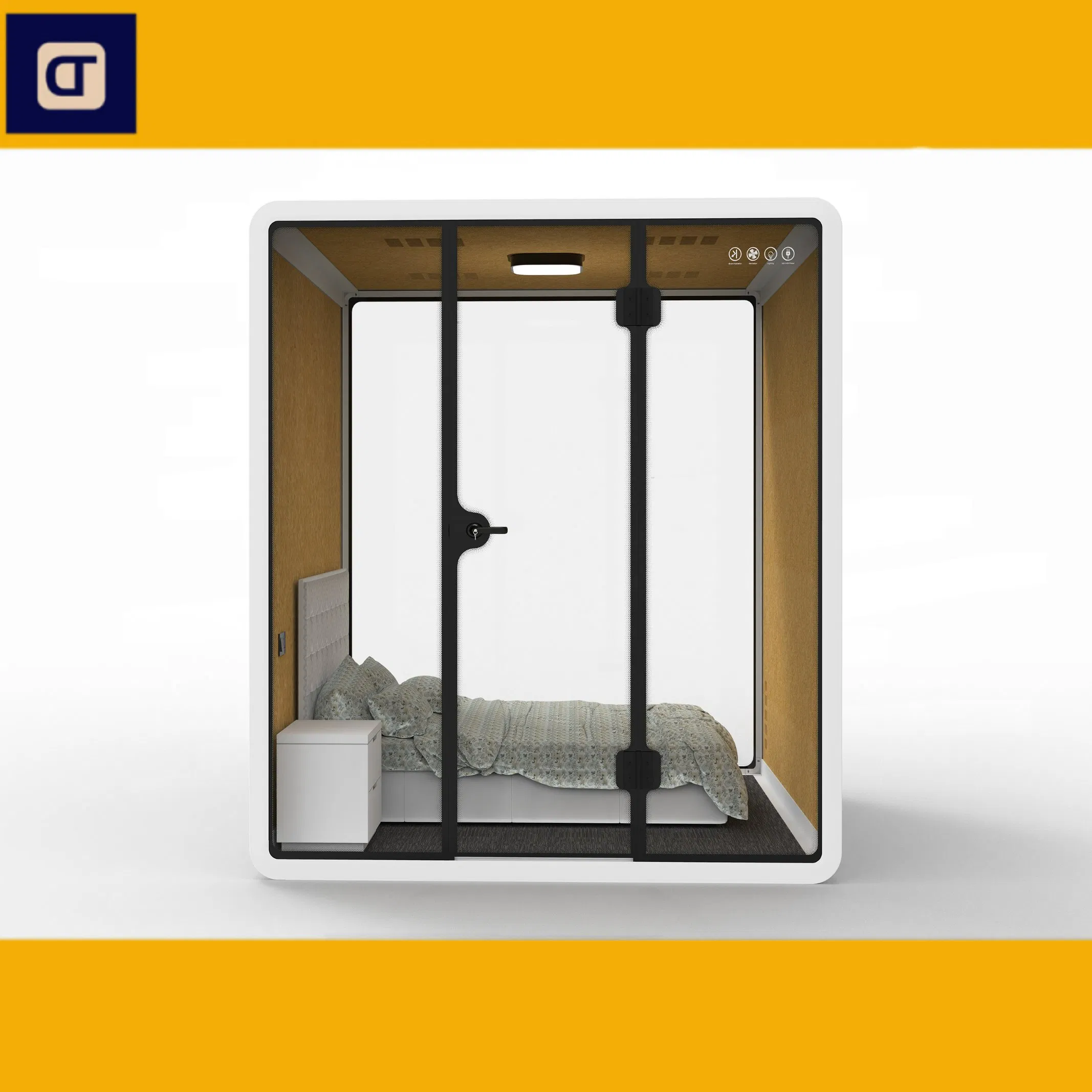 Soundproof Glass Booth Portable Office for Work Silence Booth Prefab House Office Pod Integrated House Meeting Pod Phone Booth