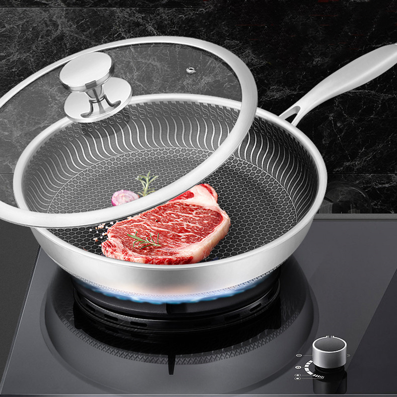Non-Dtick Flat Bottomed Steak Pancake 316 Stainless Steel Frying Pan