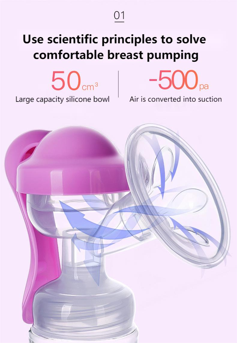 Wholesale Portable High Quality Silicone Manual Milk Pump Simple Cheap BPA Free Food Grade Manual Breast Pump for Baby Products
