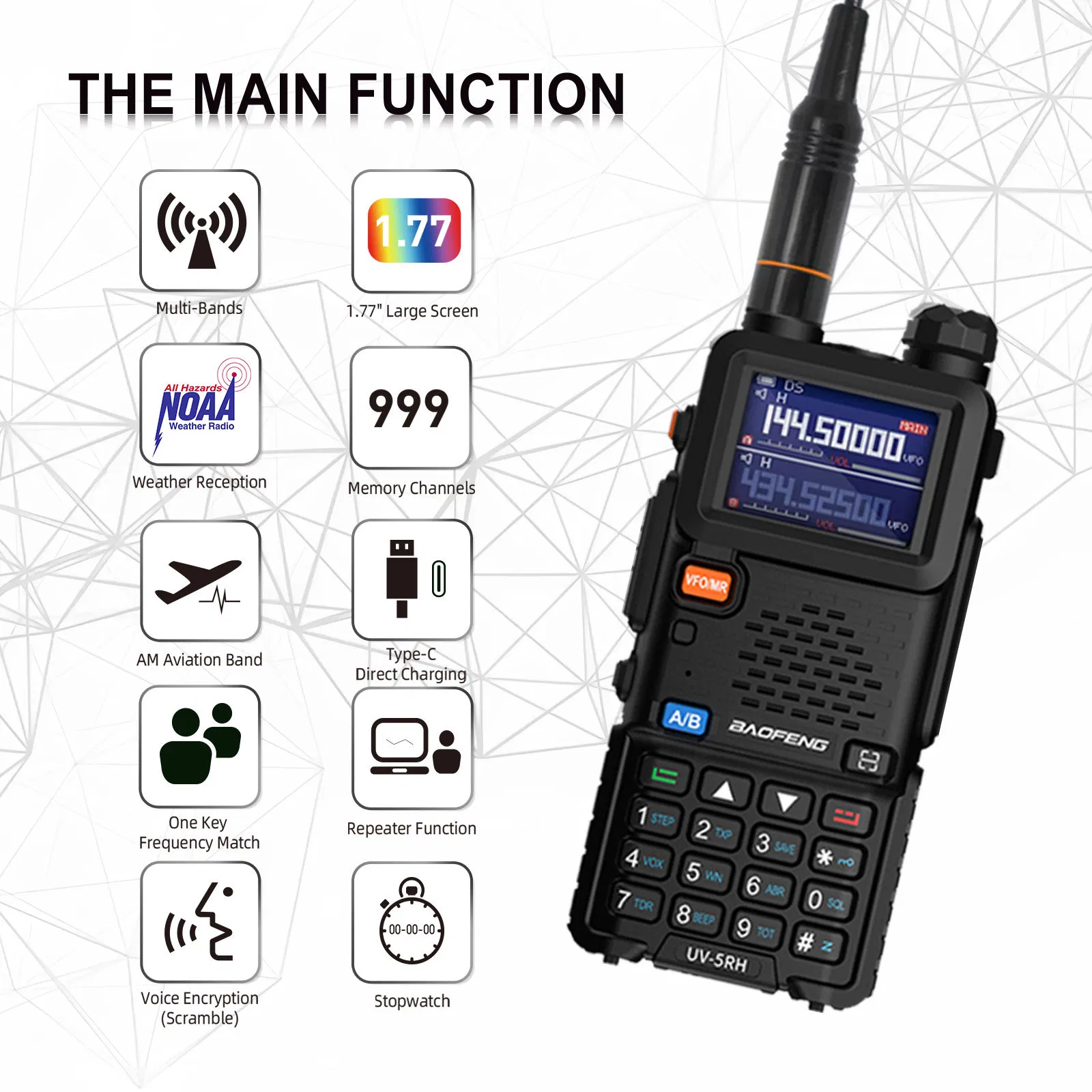 Портативная рация Baofeng UV-5RH 10W, 999 каналов