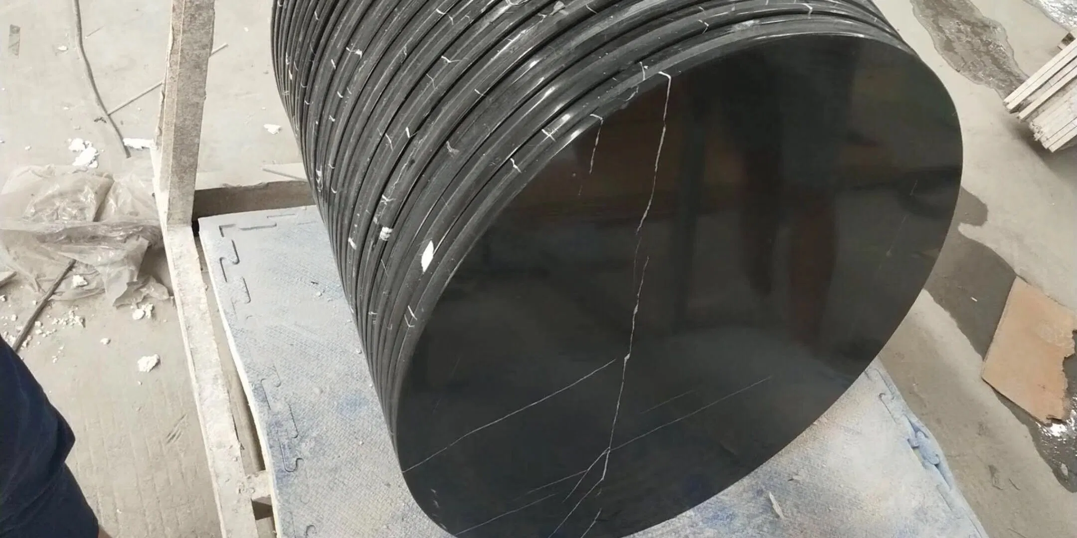 Black White Lighting Natural Marble Table Finished Product Factory Price