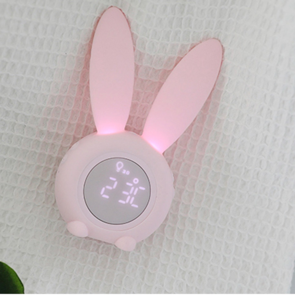 Customize Cute Rabbit Shape Alarm Clock Wake up Colorful Light Sunrise