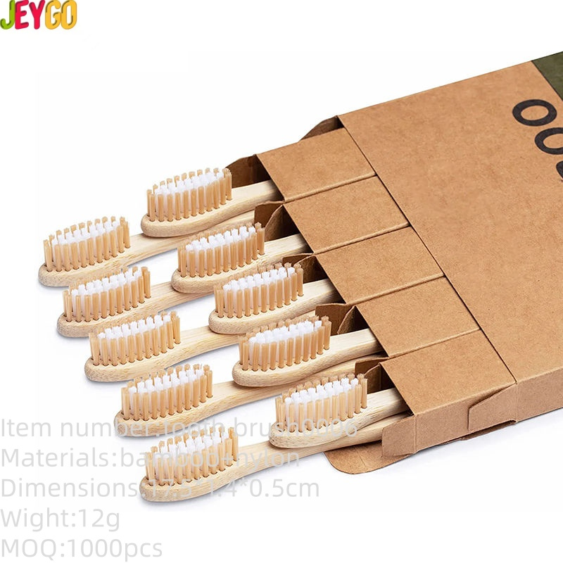 10 Packs of Biodegradable Eco-Friendly BPA-Free Soft Nylon Bamboo Toothbrush