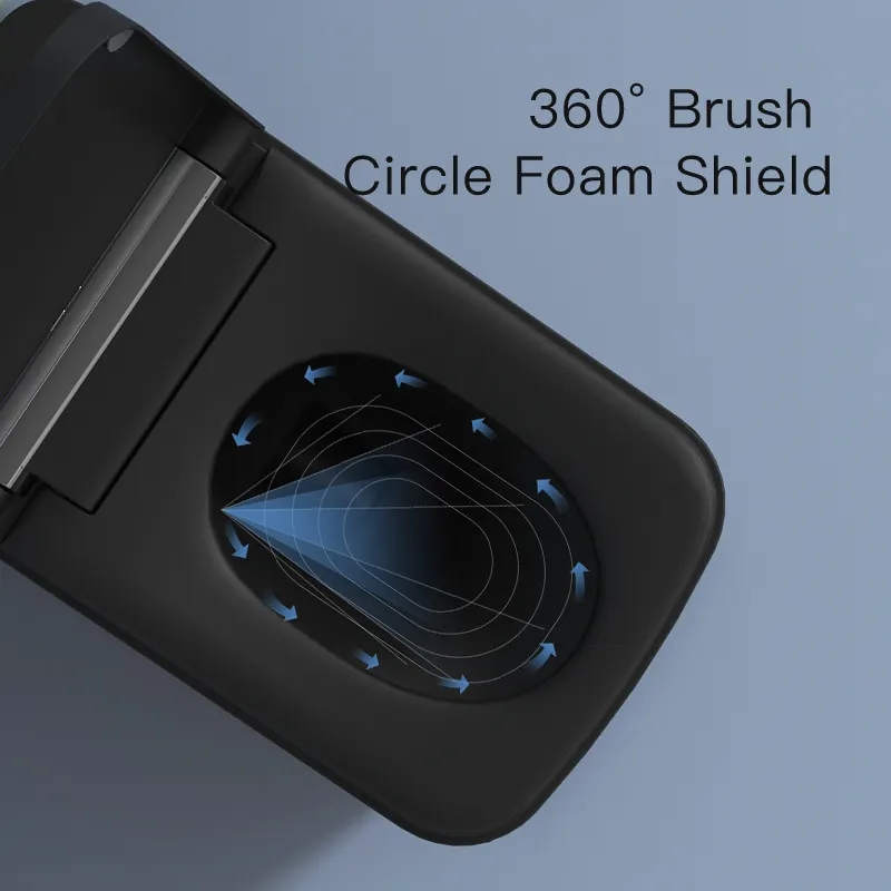 Luxury High-End Function Floor Black Glazing Square Smart Toilet Automatic Intelligent Smart Toilet with UV Nozzle Voice Control