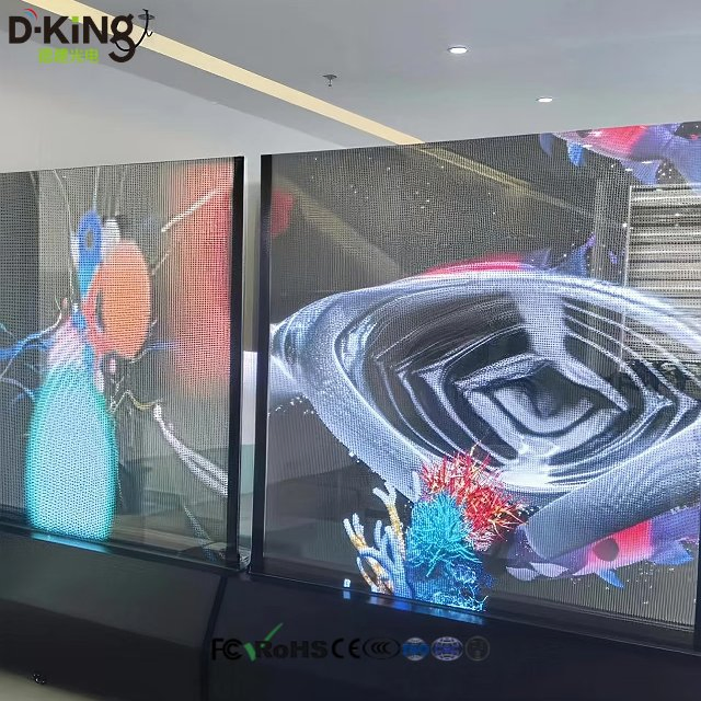P3.91mm Ultrathin Easy to Cut High Definition Holographic LED Display for Glass Shop Window Curtain Wall