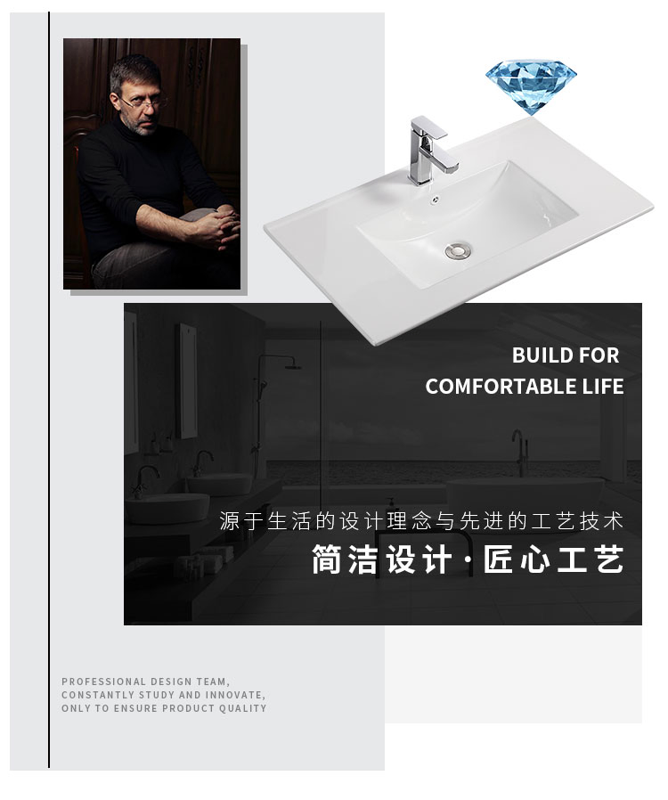 White Ceramic Bathroom Sink Thin Edge Ceramic Wash Cabinet Basin