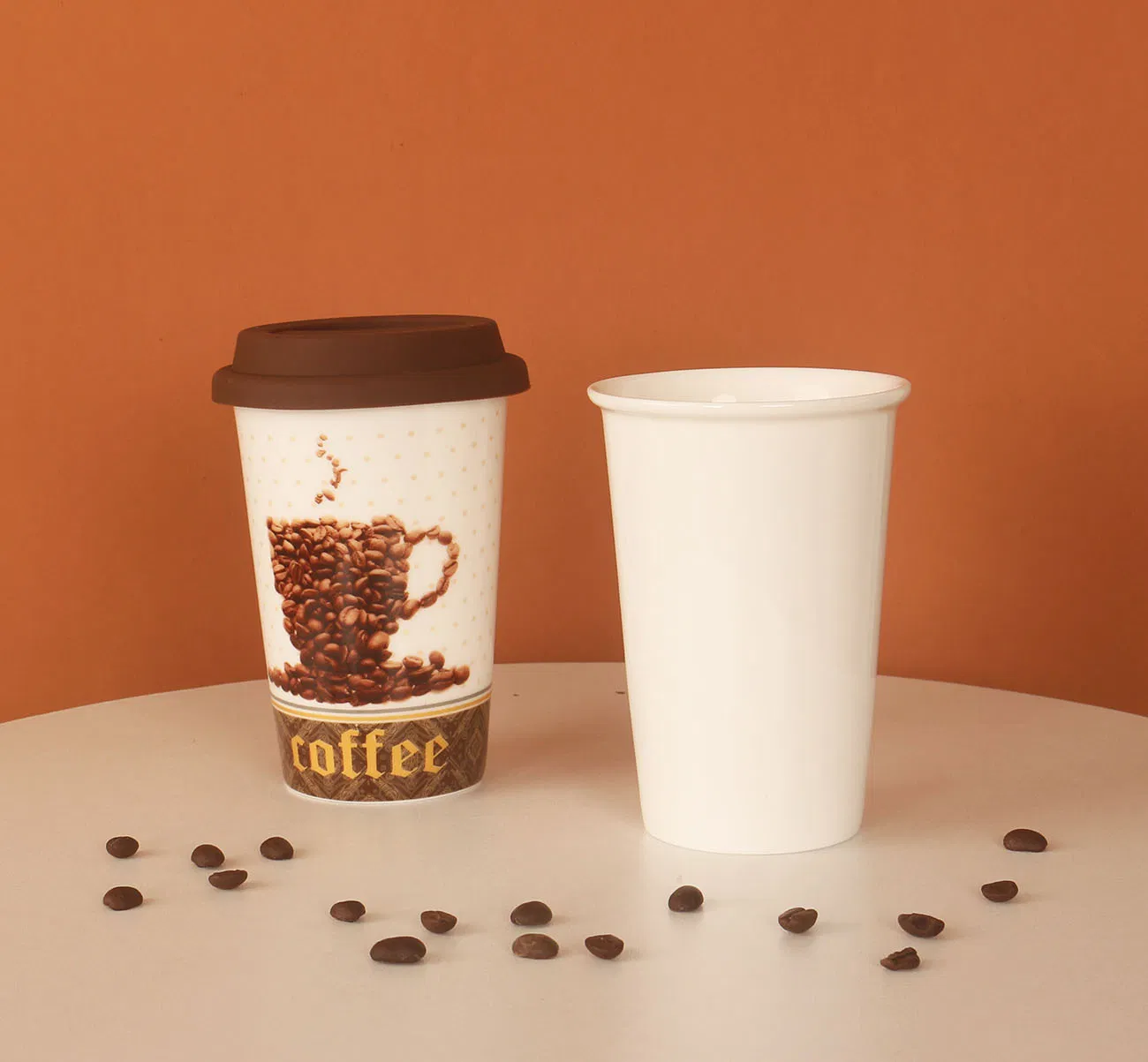 Single Glazed V Shape Tall Coffee Mug Ceramic Cup Customized