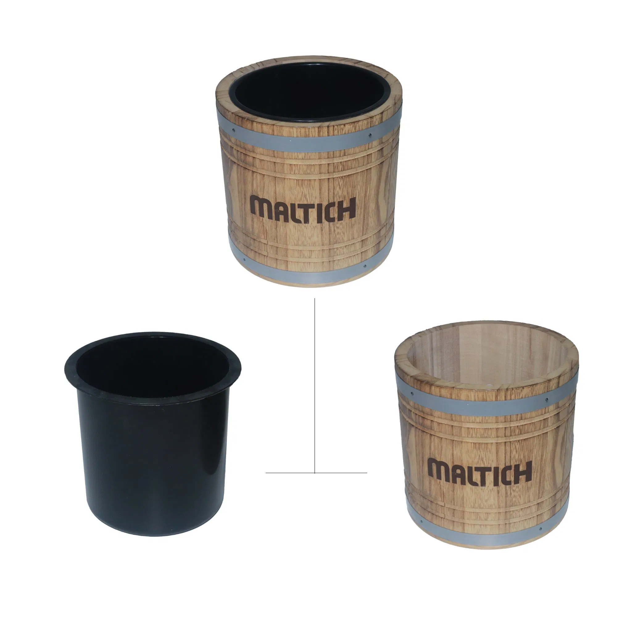 Double Wall Spacious Design Round Plywood Pine Beech Ash Wood Ice Bucket for France Max & Jack's Blue Girl