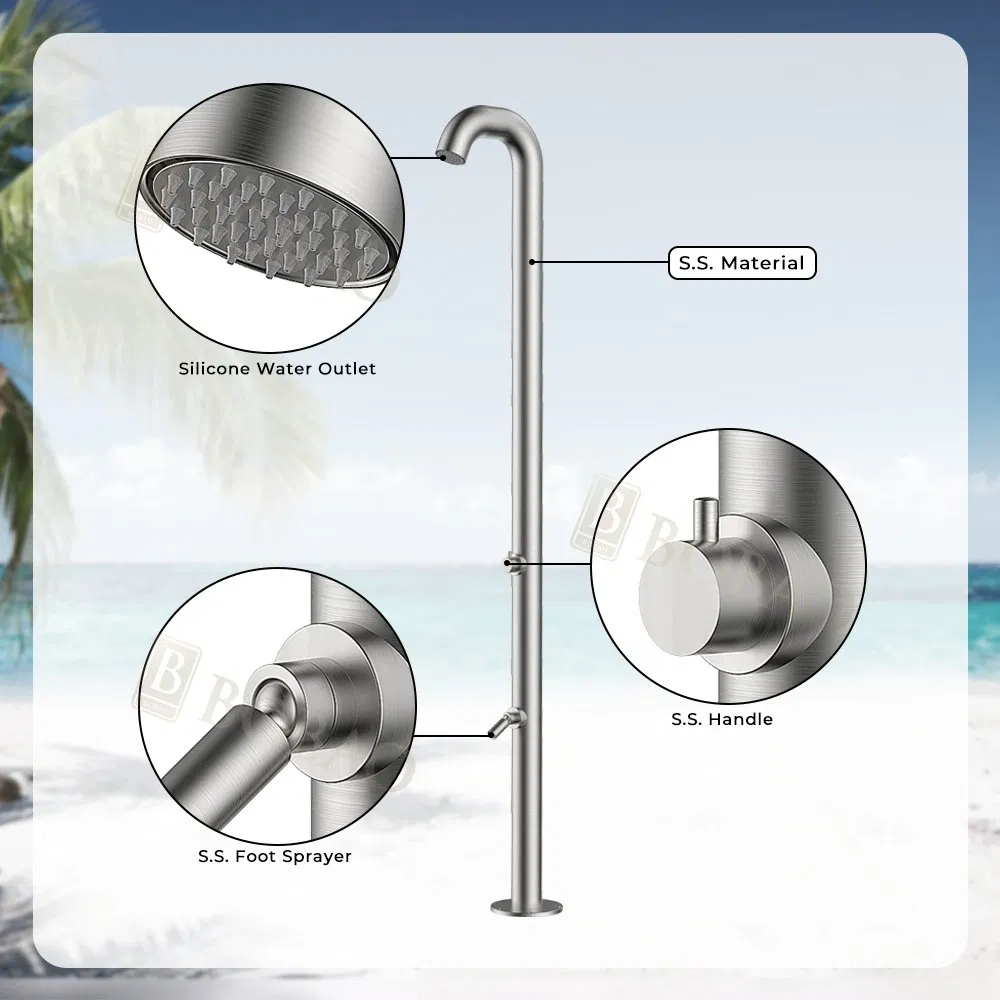 Adjustable Temperature Outdoor Shower Column in Stainless Steel