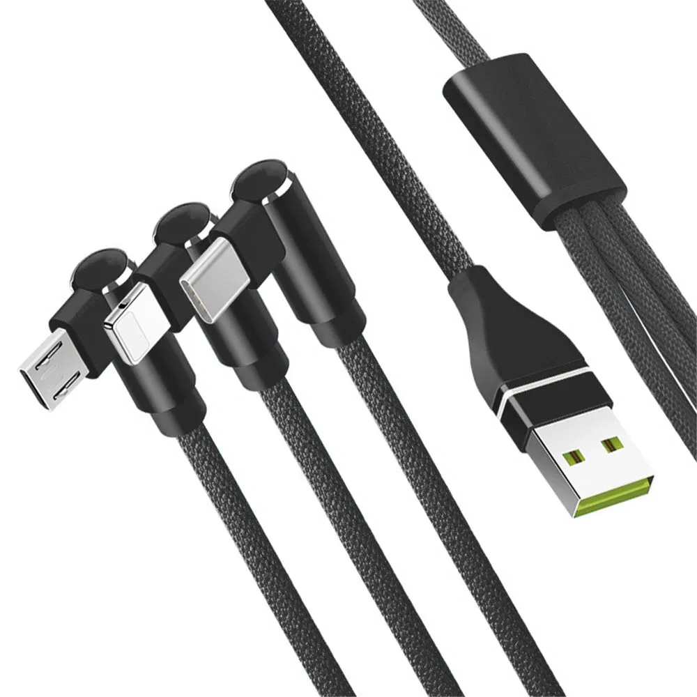 Rt-Mc57 Nylon Braided 3 in 1 Fast Charging USB Cable for iPhone Android Type C