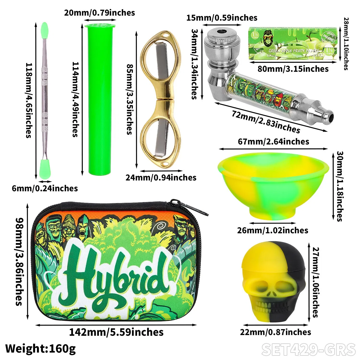 Cookies Brand Cigarette Set Contains Cigarette Case + Smoke Grinder +78mm Roll Paper