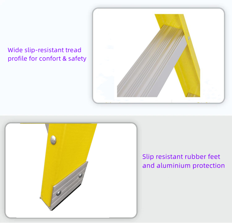 En131 Industrial Style Fiberglass a-Type Ladder 8FT Fiberglass Ladder with Special Packaging Suit for European Market Standards for Online Selling Ladder