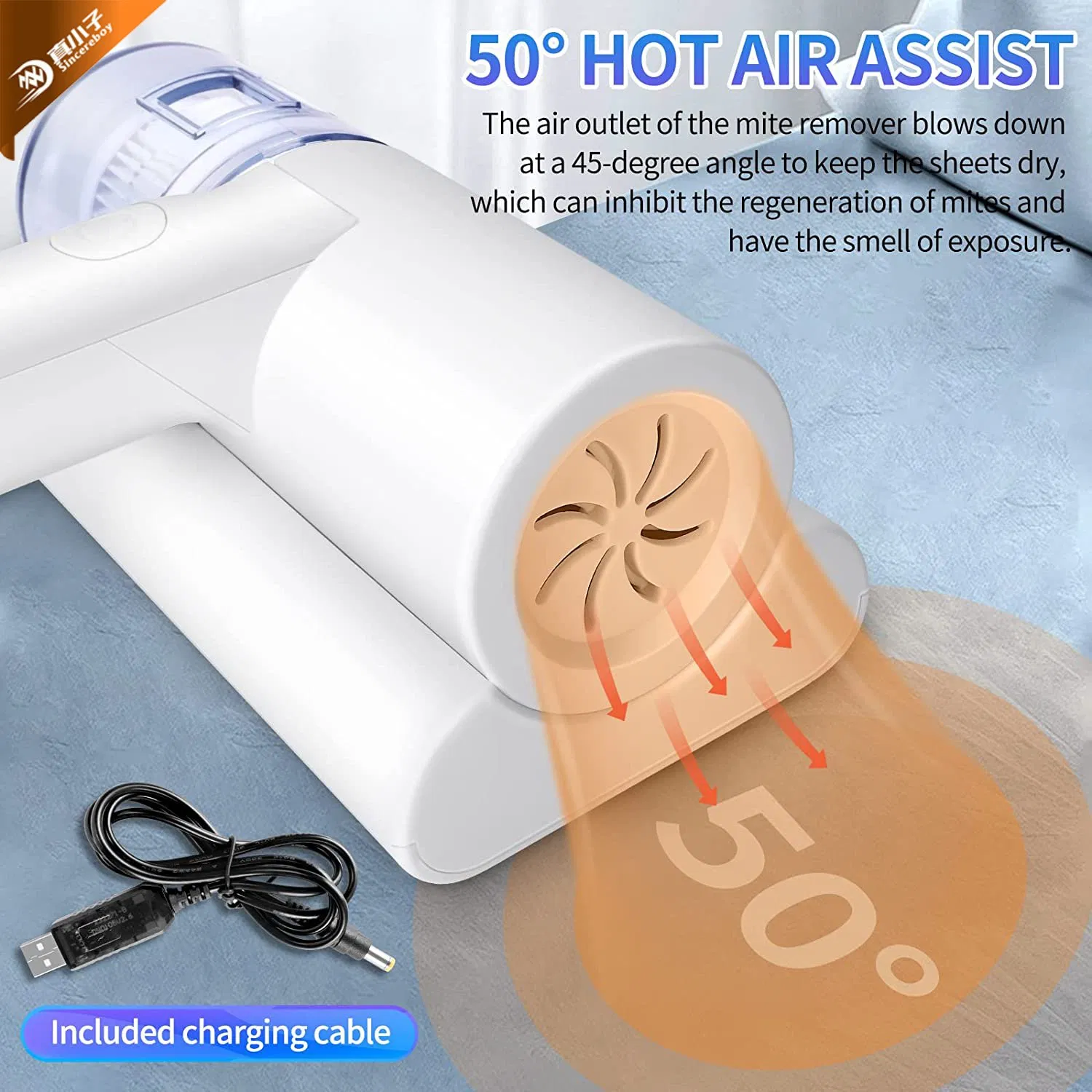 Pets Household Handheld Dust Mite Remover Vacuum Cleaner for Pet Bed Pillow