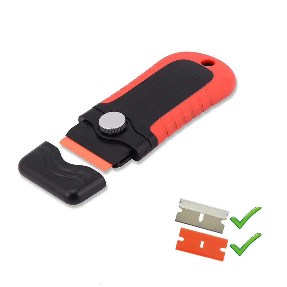 Black-Red Cleaning Scraper Plastic Razor Scraperwith 40X19mm Plastic Blades or Metal Blades
