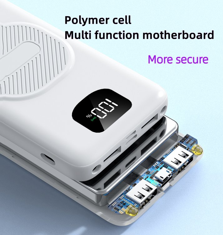 Ultra-Slim 10000mAh Bamboo Portable Power Bank with Wireless Charging