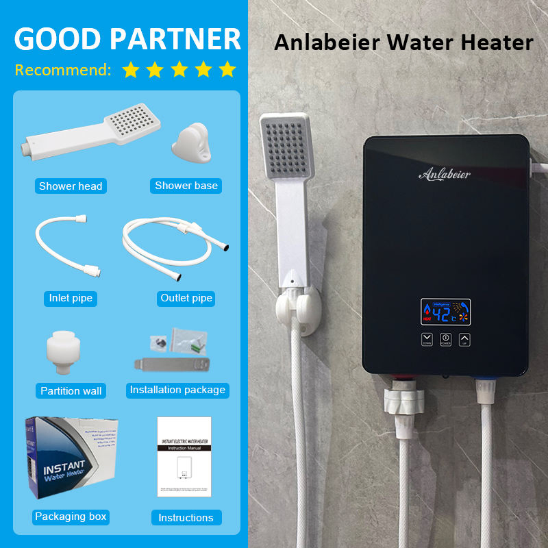 Smart LED Digital Tankless Electric Water Heater for Bathrooms