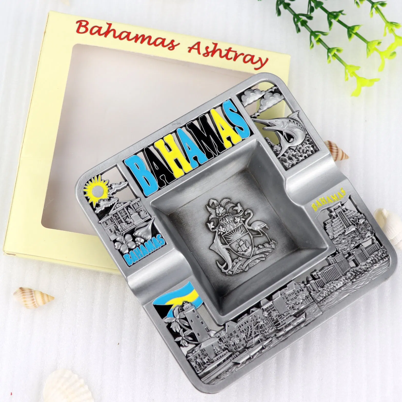 Factory Custom Logo Zinc Alloy Souvenir Cigarettes Cigars Metal Pocket Ashtray