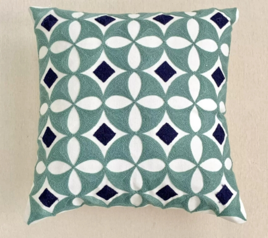 New Embroidered Cushion Cover with Floral Design Decorative Pillow for Sofa