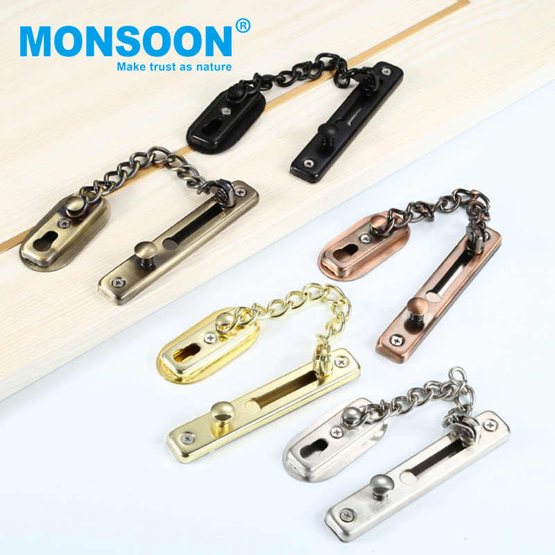 Hotel Door Buckle Guard Brushed Nickel Cabinet Chain Stop Safety Lock Anti-Theft Buckle Link Stainless Steel Door Chain