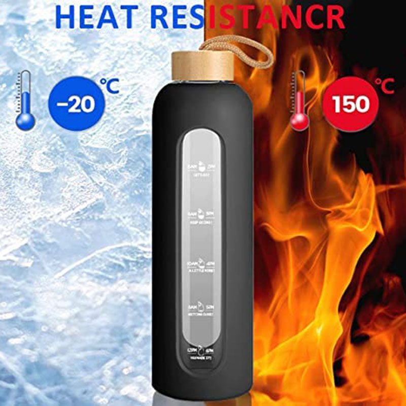 Стеклянная бутылка для воды 32oz с временной шкалой