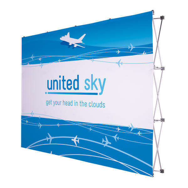 10FT Portable Fabric Trade Show Custom Pop up Backdrop Banner Fabric Display Stand Exhibit Advertising Display Wall White Weddings LED Light Backdrop