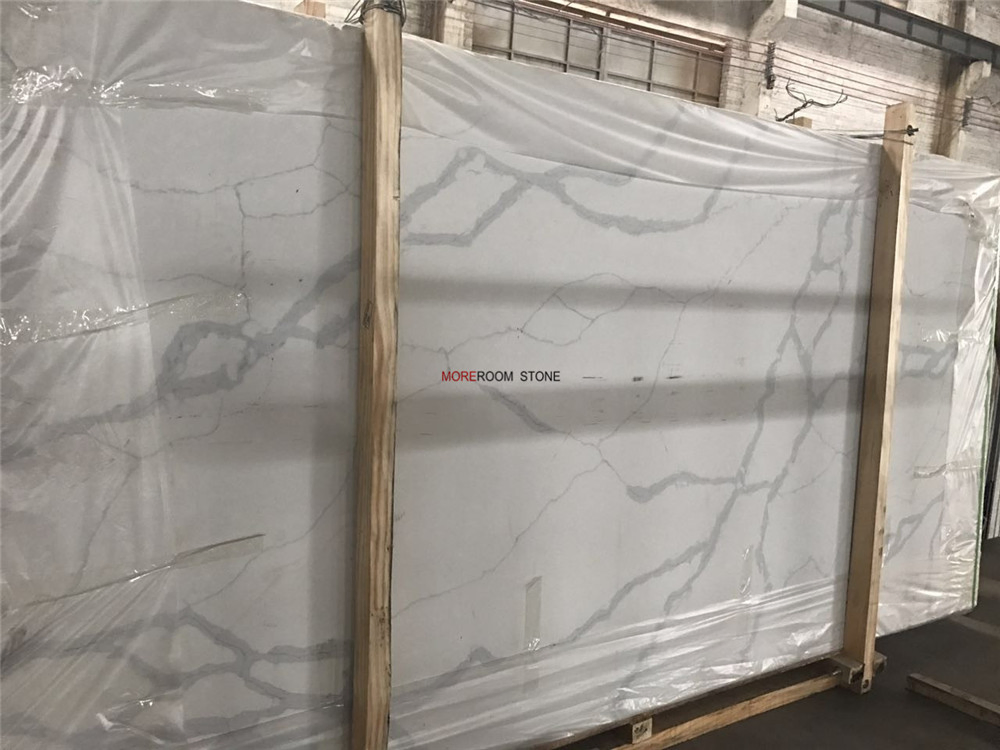 Engineered Quartz White Calcutta Marble Counter Top for Kitchen Island
