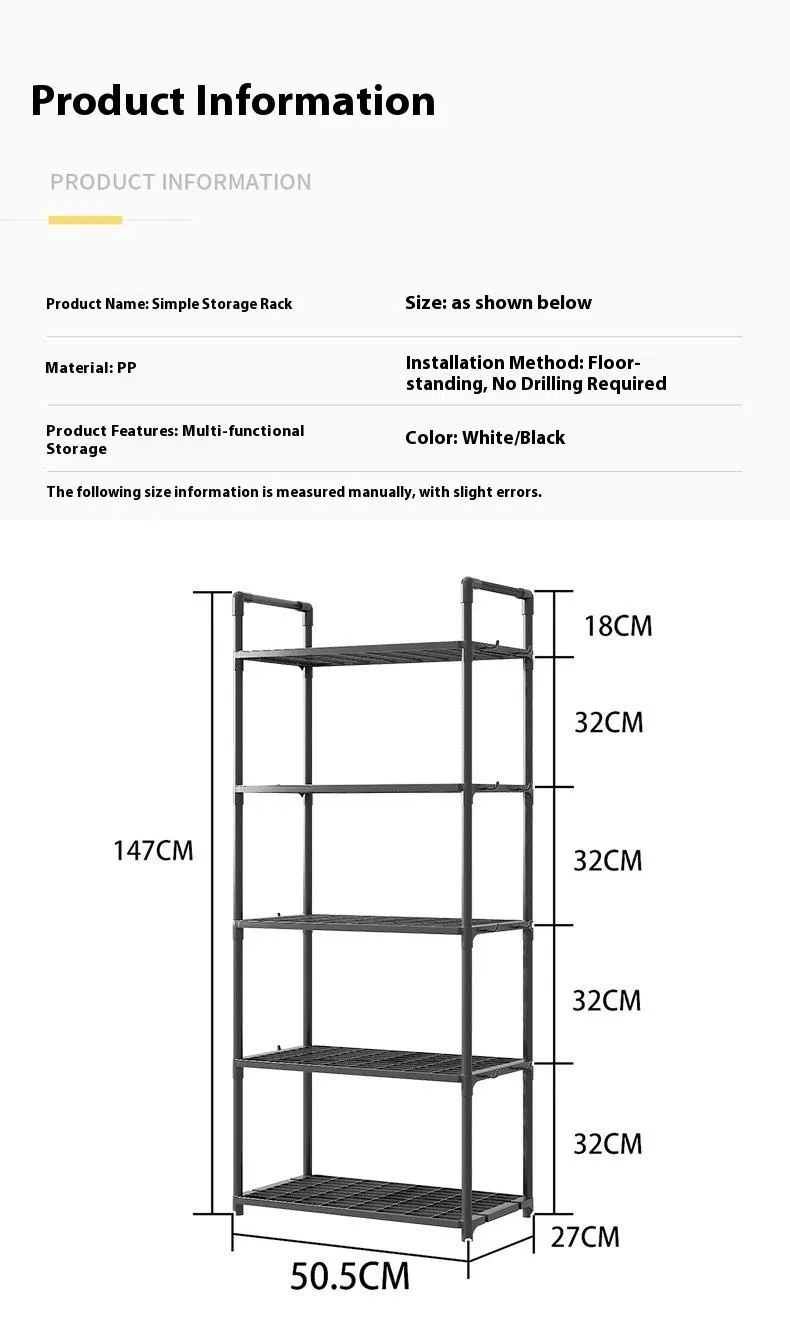 Пластиковая стеллажная система для хранения, 5 ярусов
