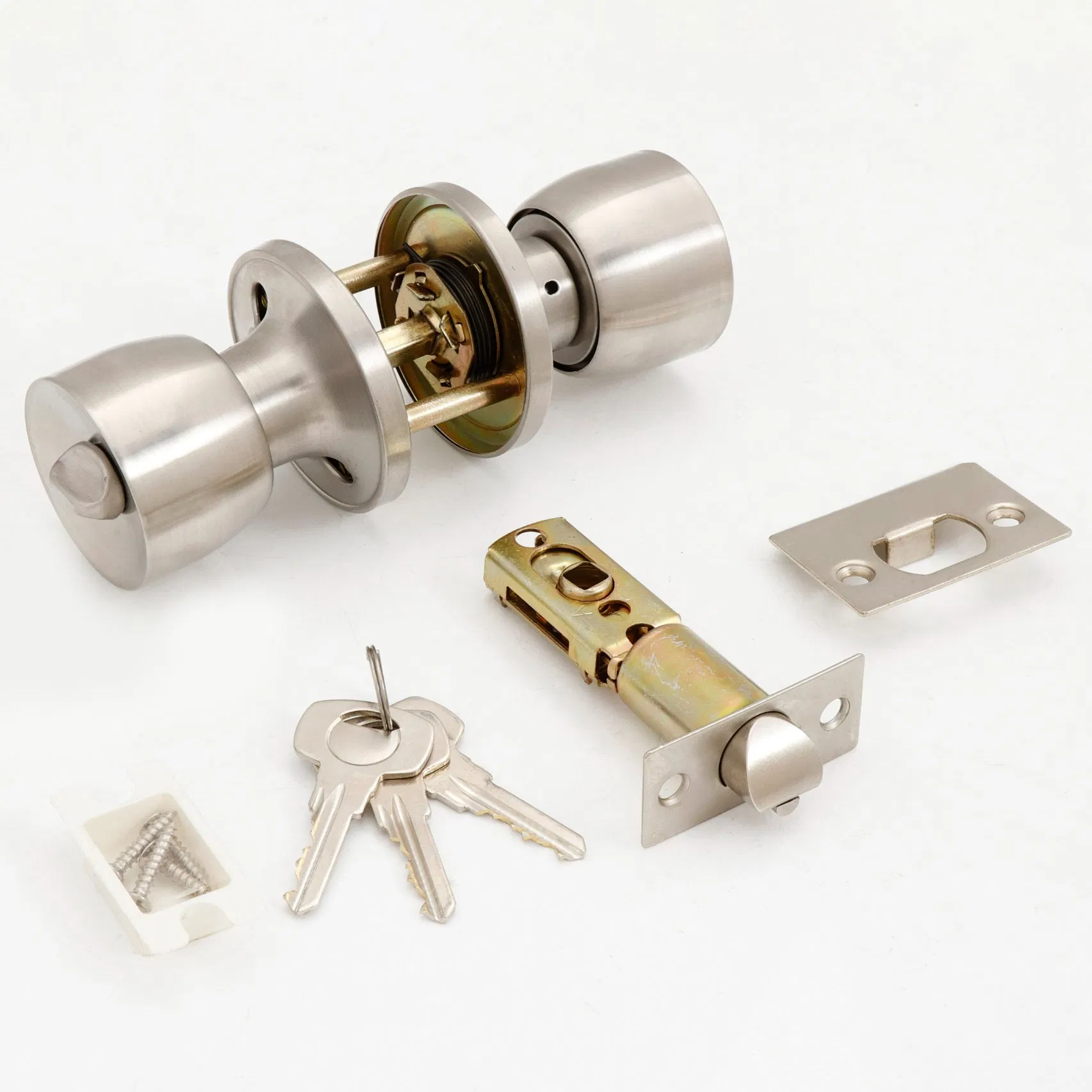 ANSI UL Standard Duty Cerraduara De Embutir Para Puerta Stainless Steel Cylindrical Tubular Handle Knob Door Lock (6101-ET)