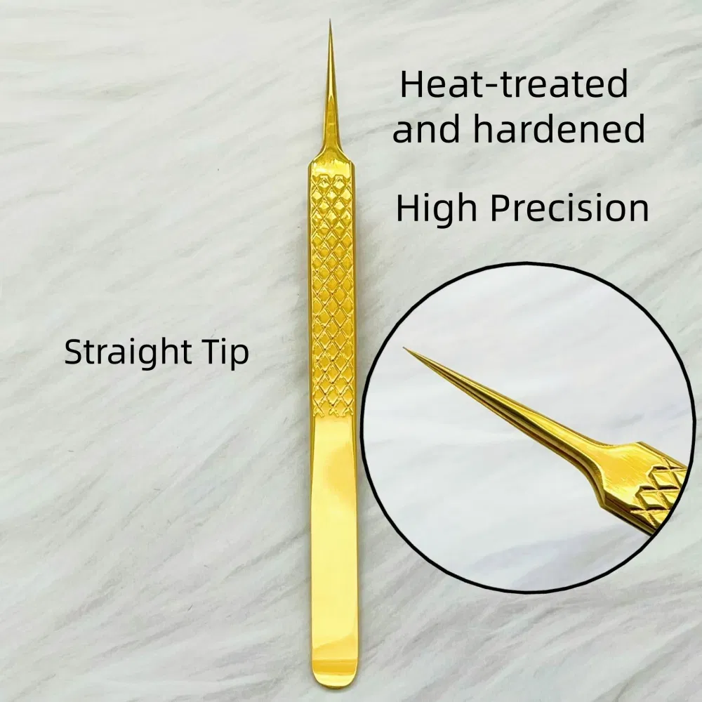 Best 45 90 Degree Isolation Metal Gold Volume Lash Eyelash Extension Tweezers