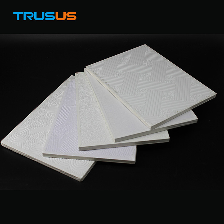 Trusus Brand 7mm Top Quality PVC Laminated Gypsum Tile False Ceiling