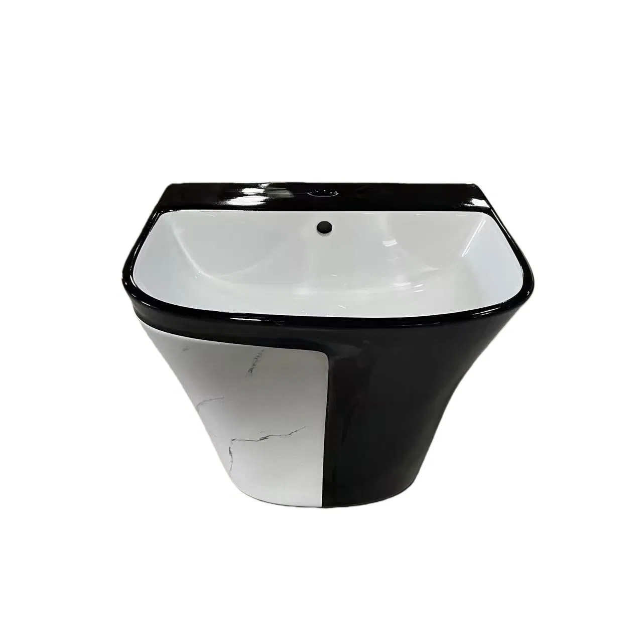 Black and Pattern Sanitary Ware Ceramic Hand Wash Sink Modern Wall Hung Basin for Luxury Bathrooms