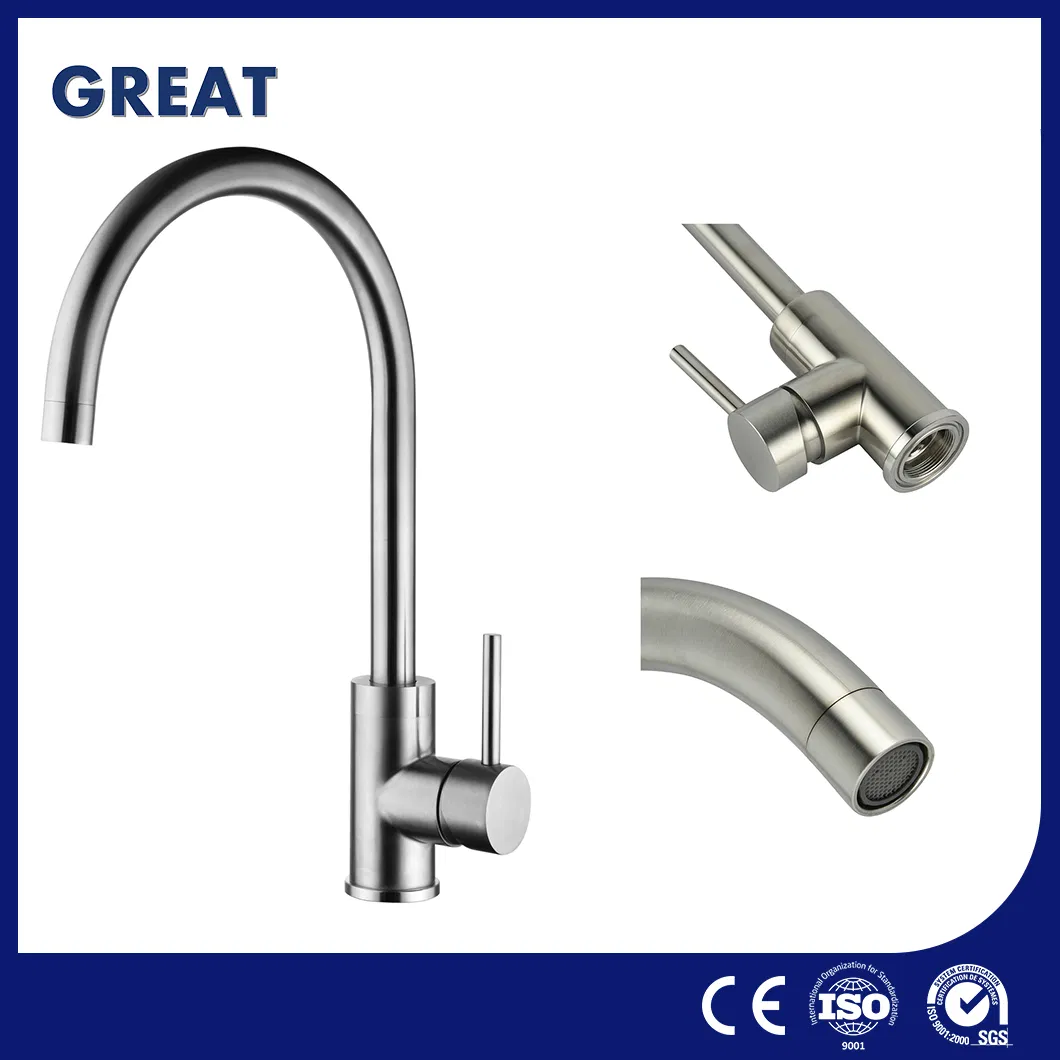Great Black Kitchen Faucet Factory High-Quality Faucets Kitchen GLS229s49A Brushed Single Lever Kitchen Faucet Hot Sale Modern Stainless Steel Kitchen Faucet