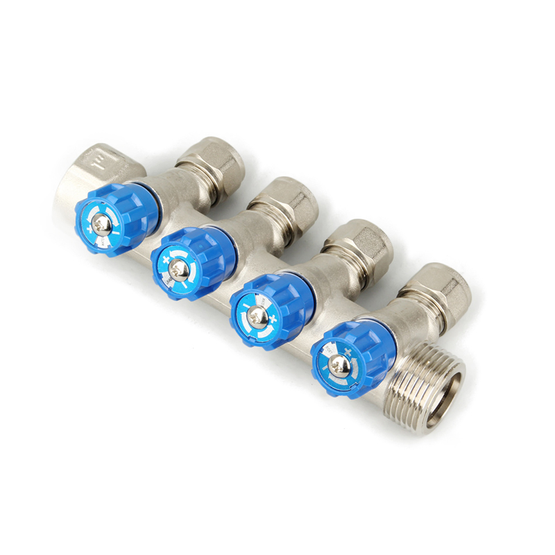 Heating Manifold Customized Pex Brass Manifold 2-5 Holes Chrome Plated Brass Manifold