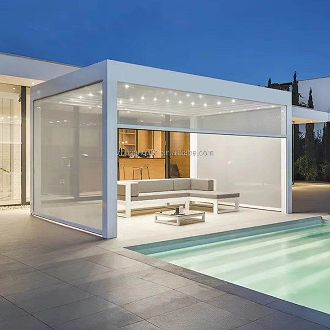 Беседка алюминиевая LED подсветка моторизованные жалюзи